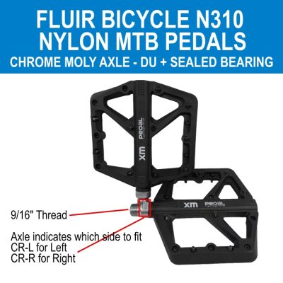 Fluir nylon MTB pedals – sealed bearing, chromoly axle